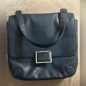 Marc by Marc Jacobs Croc-Embossed Flap Satchel in Marine Blue, 100% Authentic